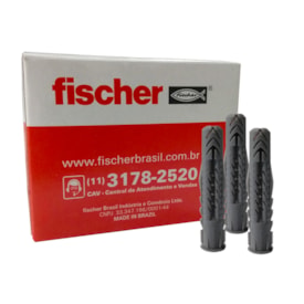 Bucha plástica com anel Fischer UX S10 universal 10 x 50 mm pacote 25 unid