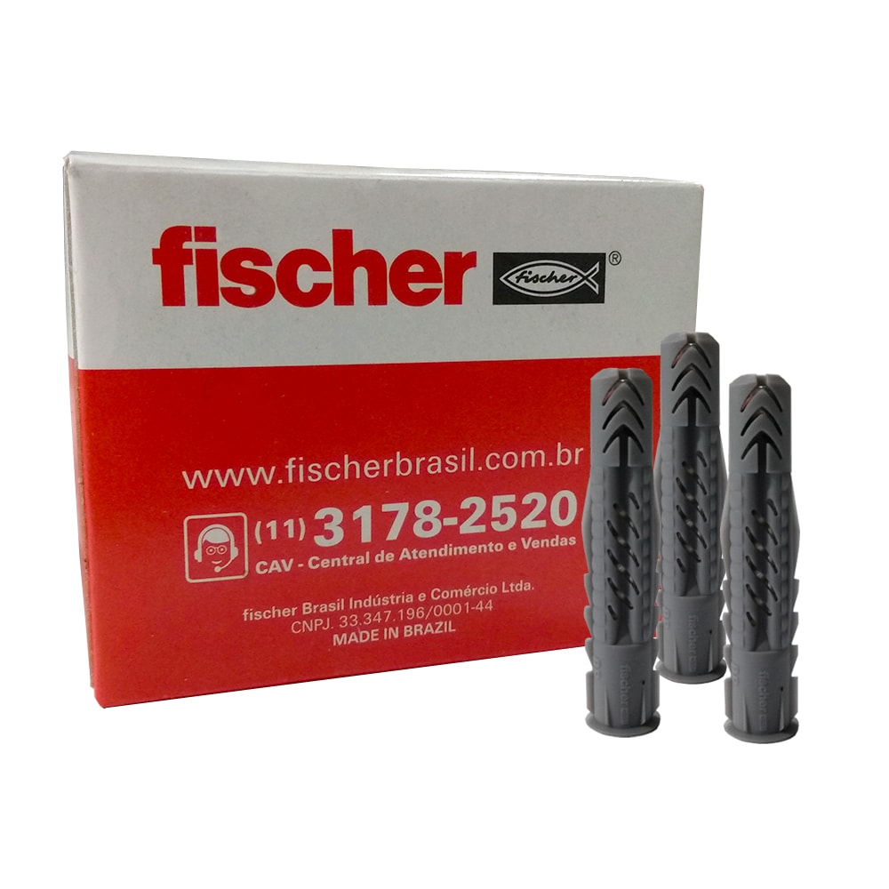 Bucha Plástica com anel Fischer UX S6 universal 6x30mm - pacote 100 unid