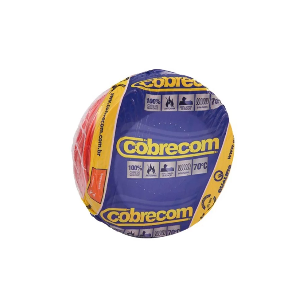 Cabo fio elétrico Cobrecom 1,5mm Flexicom vermelho 100m