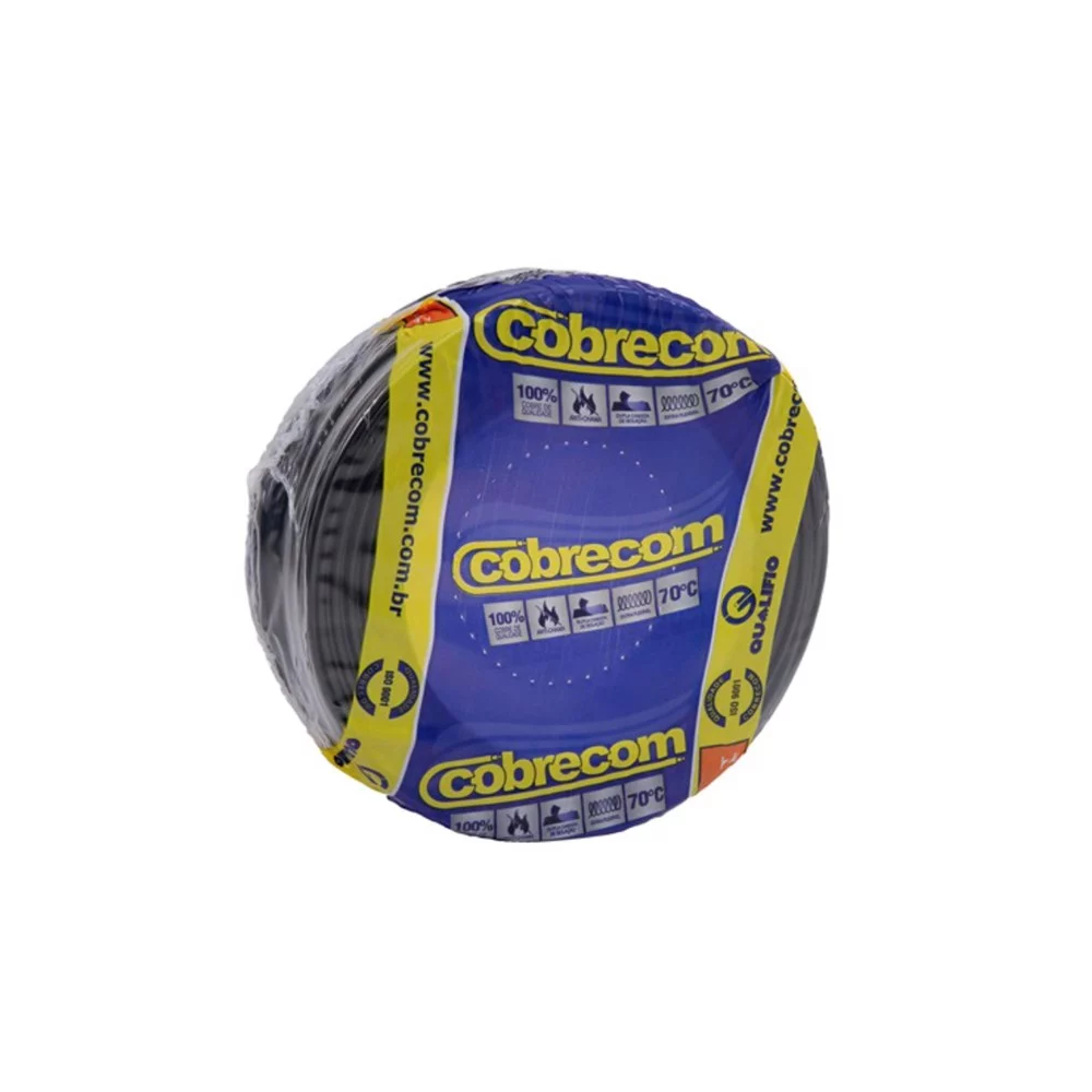 Cabo fio elétrico Cobrecom 2,5mm Flexicom preto 100m