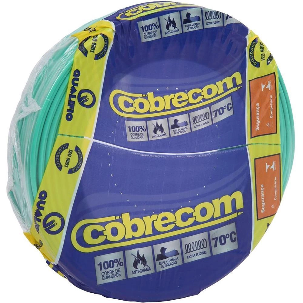 Cabo fio elétrico Cobrecom 2,5mm Flexicom verde 100m