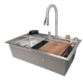 Cuba Gourmet dupla com acessorios EspaçoKB Fy7546s inox escovado