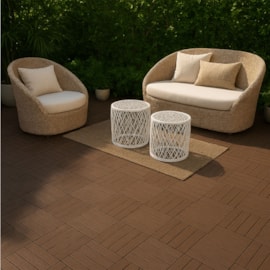 Deck WPC Madeira Plástica EspaçoFloor modular Carvalho Coffee 30x30cm