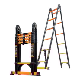 Escada aço carbono telescópica dupla EspaçoFix 8 degraus 3,4m até 150kg