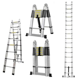 Escada alumínio telescópica base dupla EspaçoFix 16 degraus 5,00 m 2
