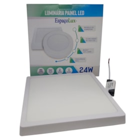 Luminária LED Plafon sobrepor EspaçoLux quadrada luz amarela 24W 3000K 300 mm