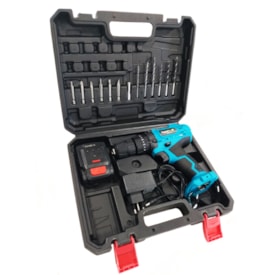 Parafusadeira furadeira impacto bateria EspaçoFix maleta com 13 peças 12V 2