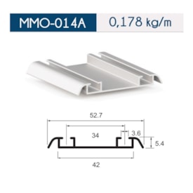 Perfil trilho inferior duplo MMO 014A Fosco 3m 2