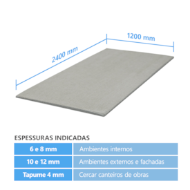 Placa cimentícia steel frame Brasilit Cinza 10 x 1200 x 2400 mm 2