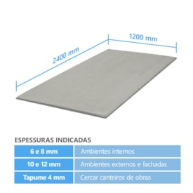 Placa cimentícia steel frame Brasilit Cinza 8 x 1200 x 2400 mm 2