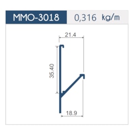 Puxador de alumínio perfil 3018 MMO Fosco 45 graus 18x3000mm 2