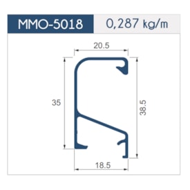 Puxador de alumínio perfil 5018 MMO Bronze Colegato 18x3000mm 2