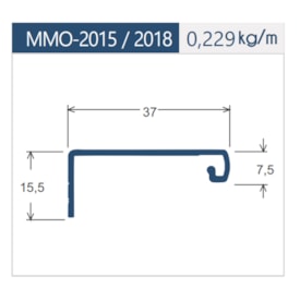 Puxador de alumínio perfil MMO 2015-2018 inox 3000 mm 2