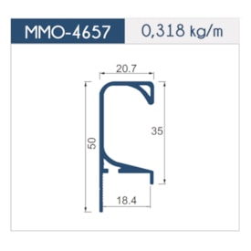 Puxador de alumínio perfil MMO 4657 inox 18 x 3000 mm 2