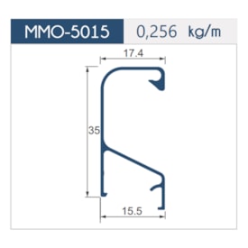Puxador de alumínio perfil MMO 5015 fosco colegato 15 x 3000 mm 2