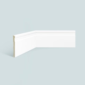 Rodapé de poliestireno frisado EspaçoFloor Slim branco 10 cm barra 2,2 m