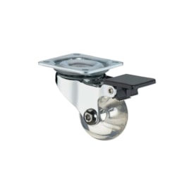 Rodízio de silicone com freio EspaçoFix transparente 35 mm