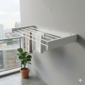 Varal de parede retrátil de alumínio EspaçoFix branco 80 cm 2